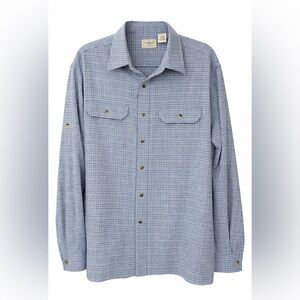 L.L. Bean Men’s XL Plaid Button Down Shirt Blue Outdoor Hiking Casual
